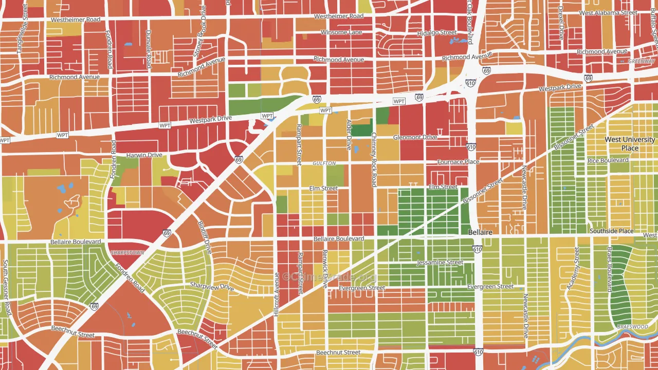 77081, TX Map of Theft Rates