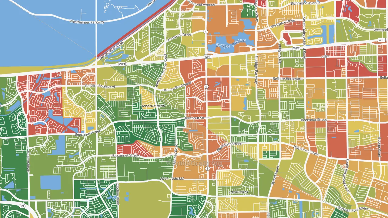 77083, TX Map of Theft Rates