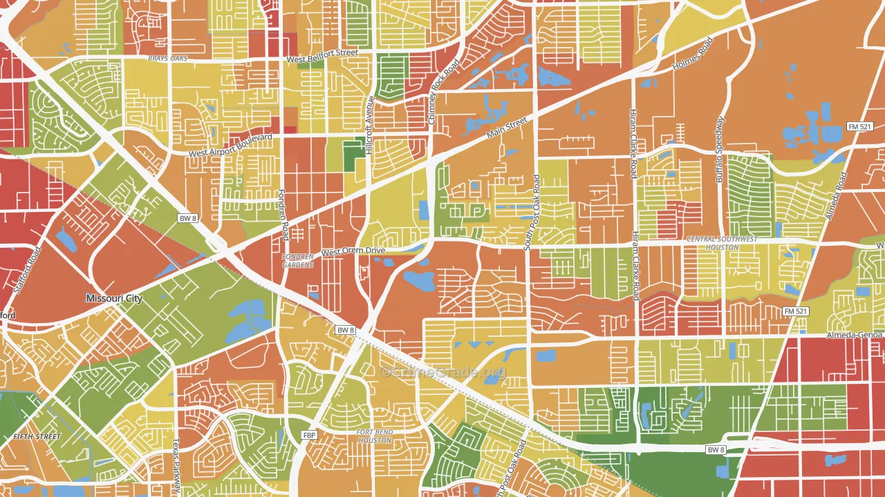 77085, TX Map of Theft Rates