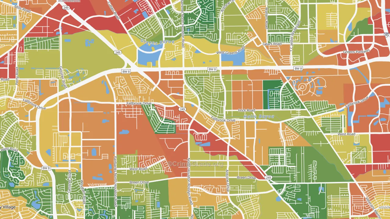 77086, TX Map of Theft Rates