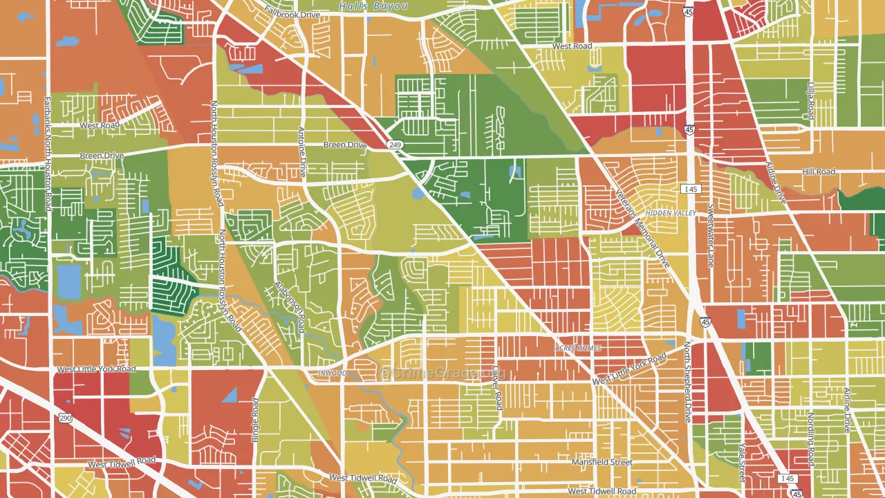 77088, TX Map of Theft Rates