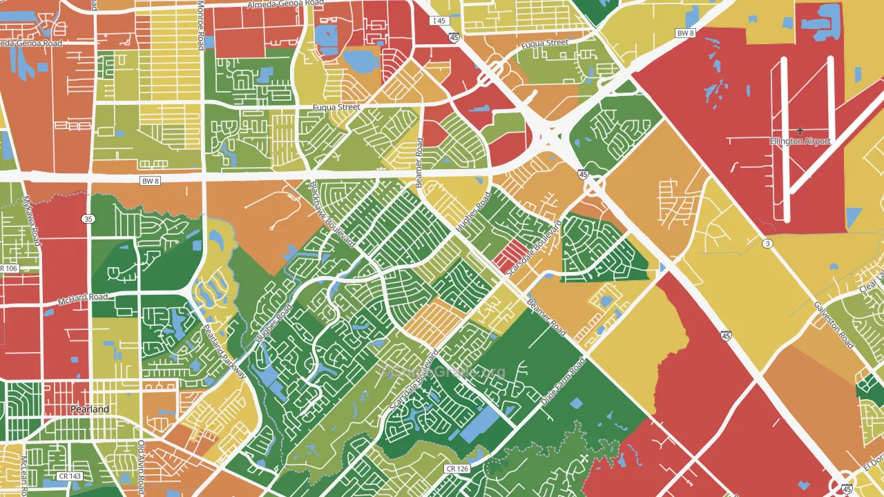 77089, TX Map of Theft Rates
