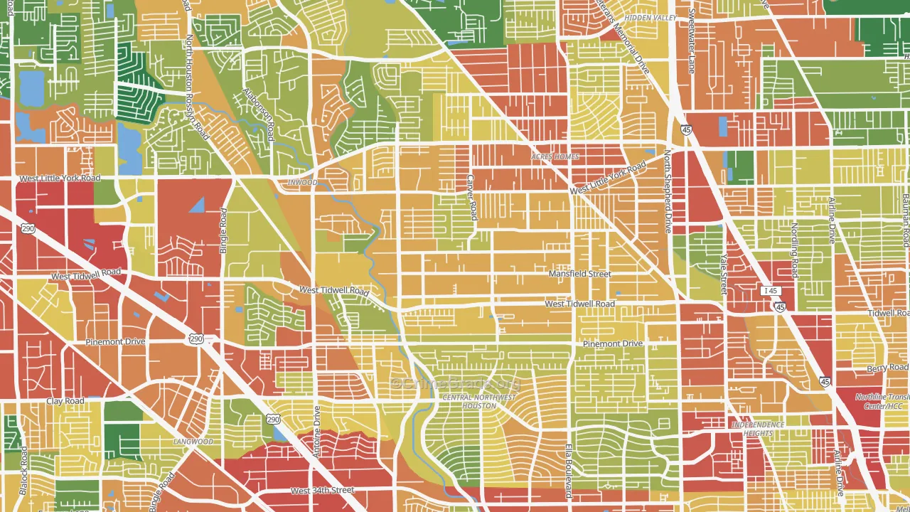 77091, TX Map of Theft Rates