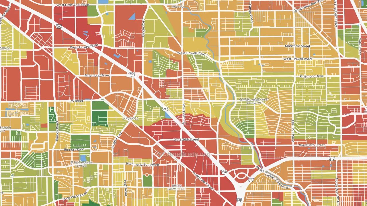 77092, TX Map of Theft Rates