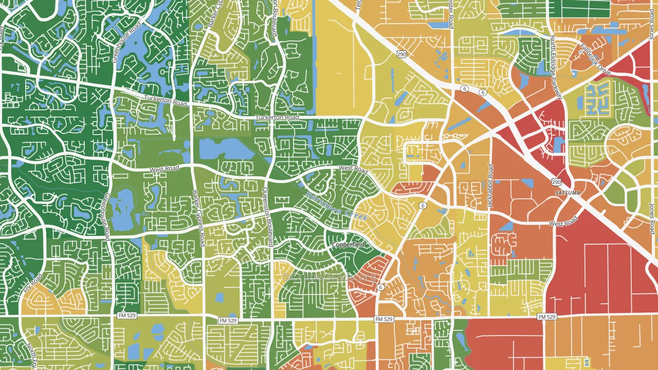 77095, TX Map of Theft Rates