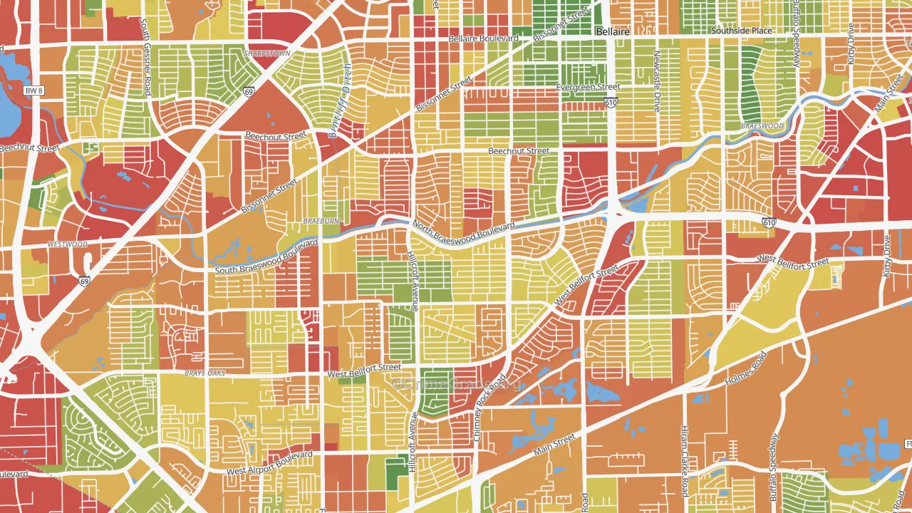77096, TX Map of Theft Rates