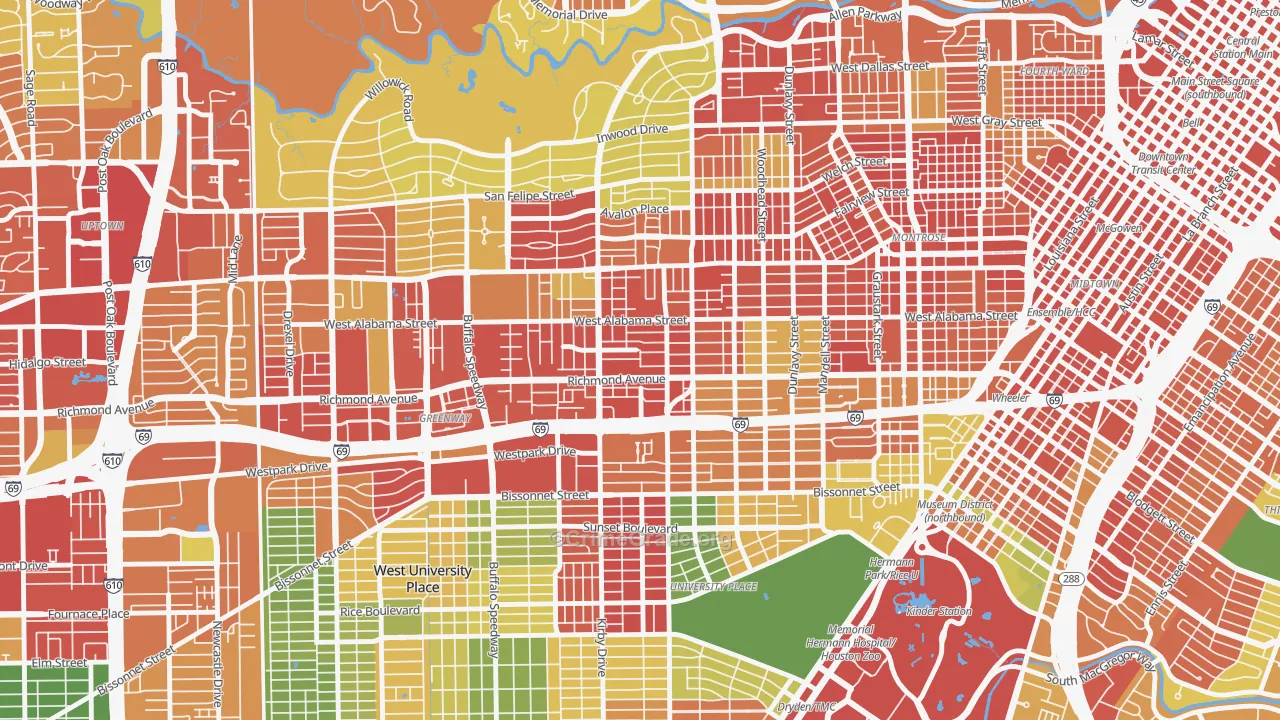 77098, TX Map of Theft Rates