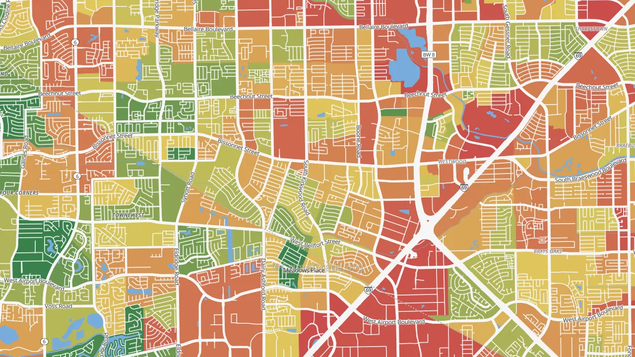 77099, TX Map of Theft Rates