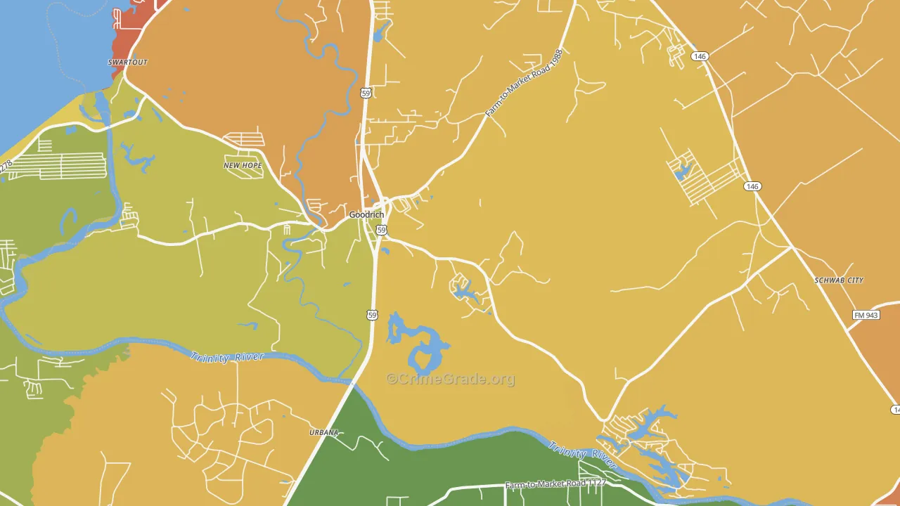 77335, TX Map of Theft Rates