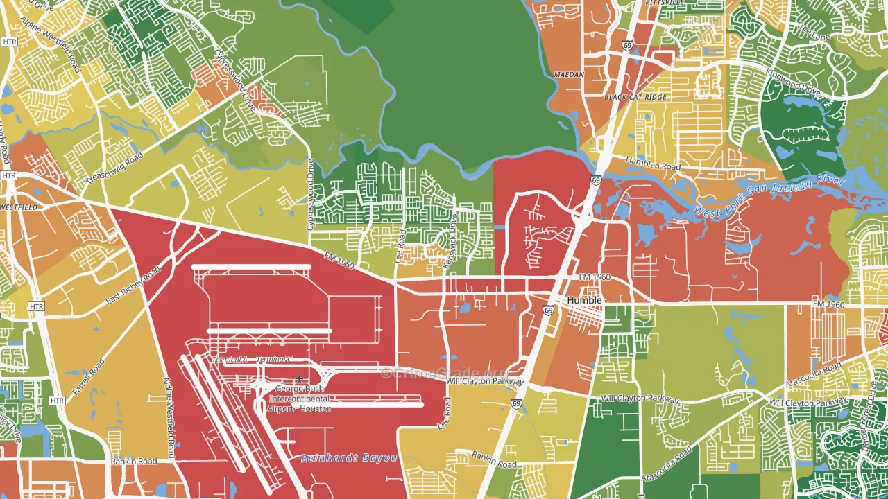77338, TX Map of Theft Rates