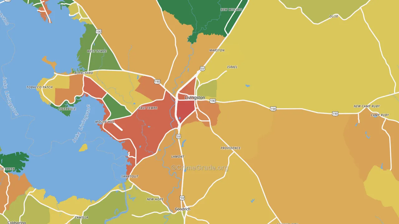 77351, TX Map of Theft Rates