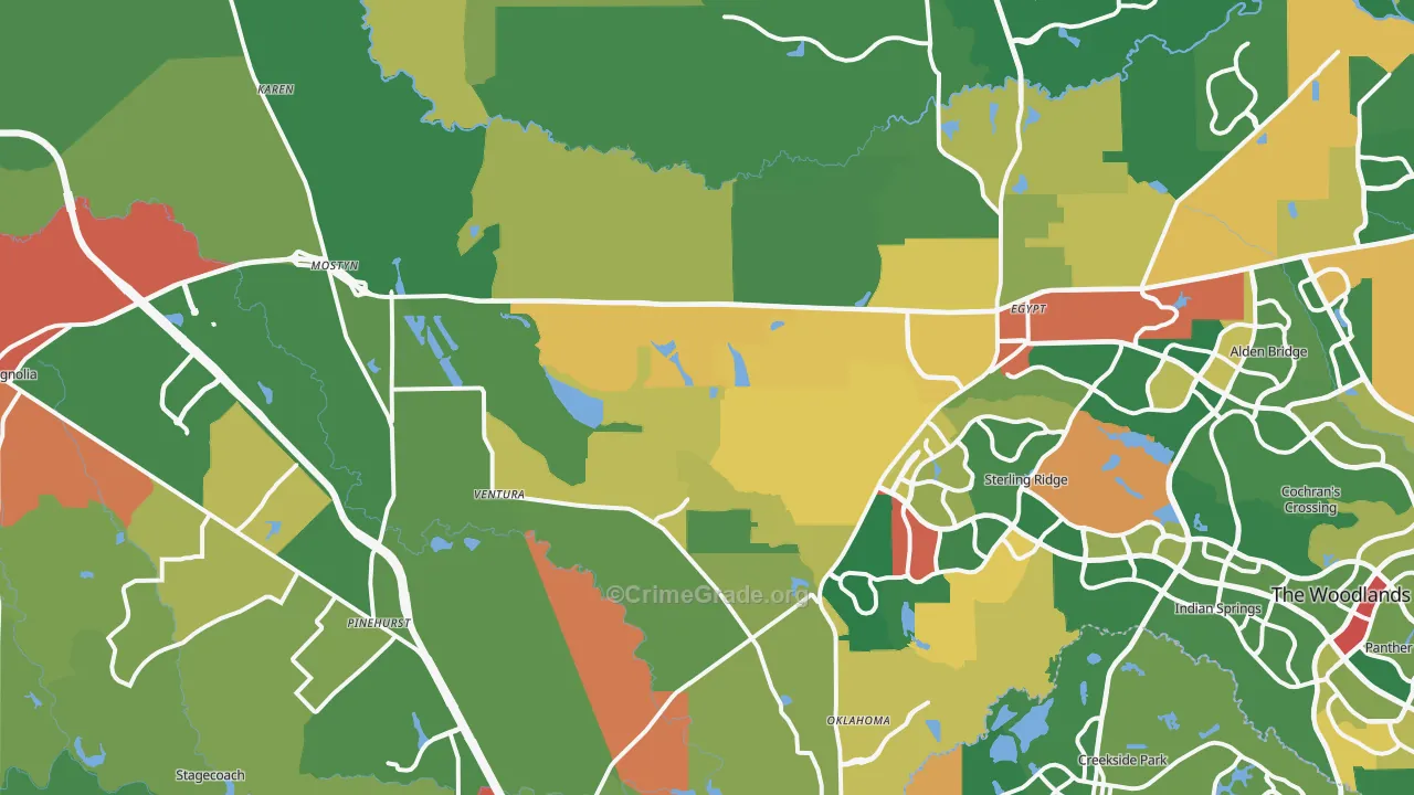 77354, TX Map of Theft Rates