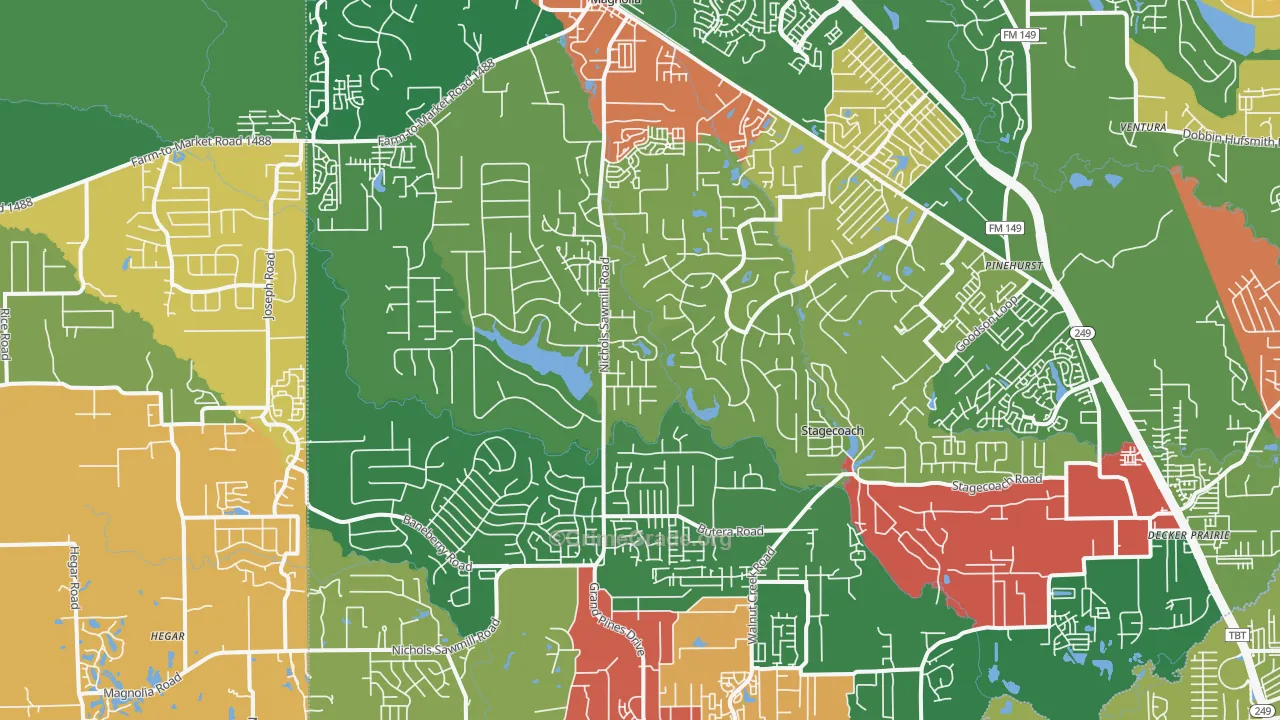 77355, TX Map of Theft Rates