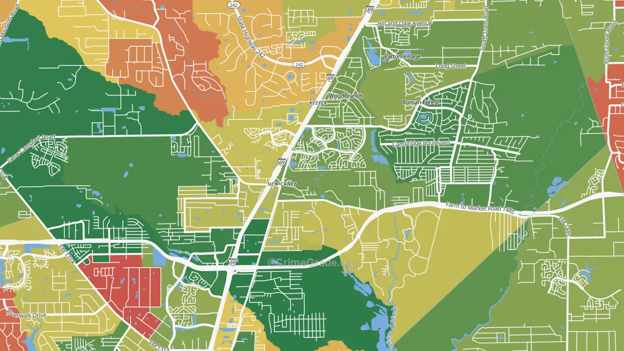 77357, TX Map of Theft Rates