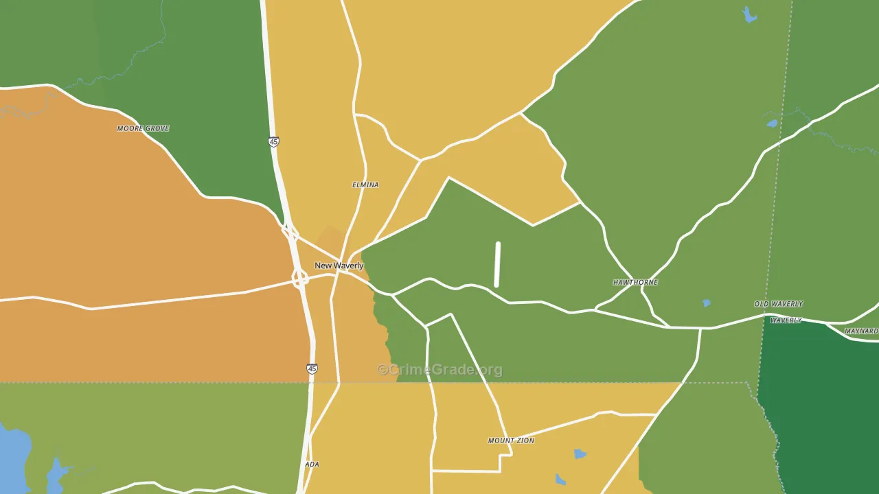 77358, TX Map of Theft Rates