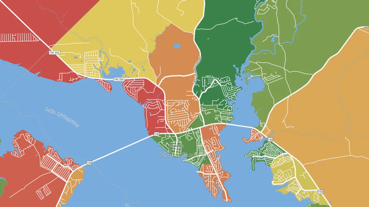 77360, TX Map of Theft Rates