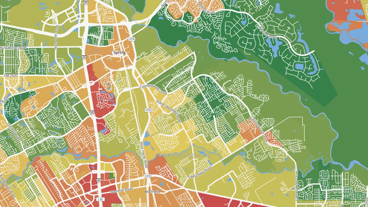 77373, TX Map of Theft Rates