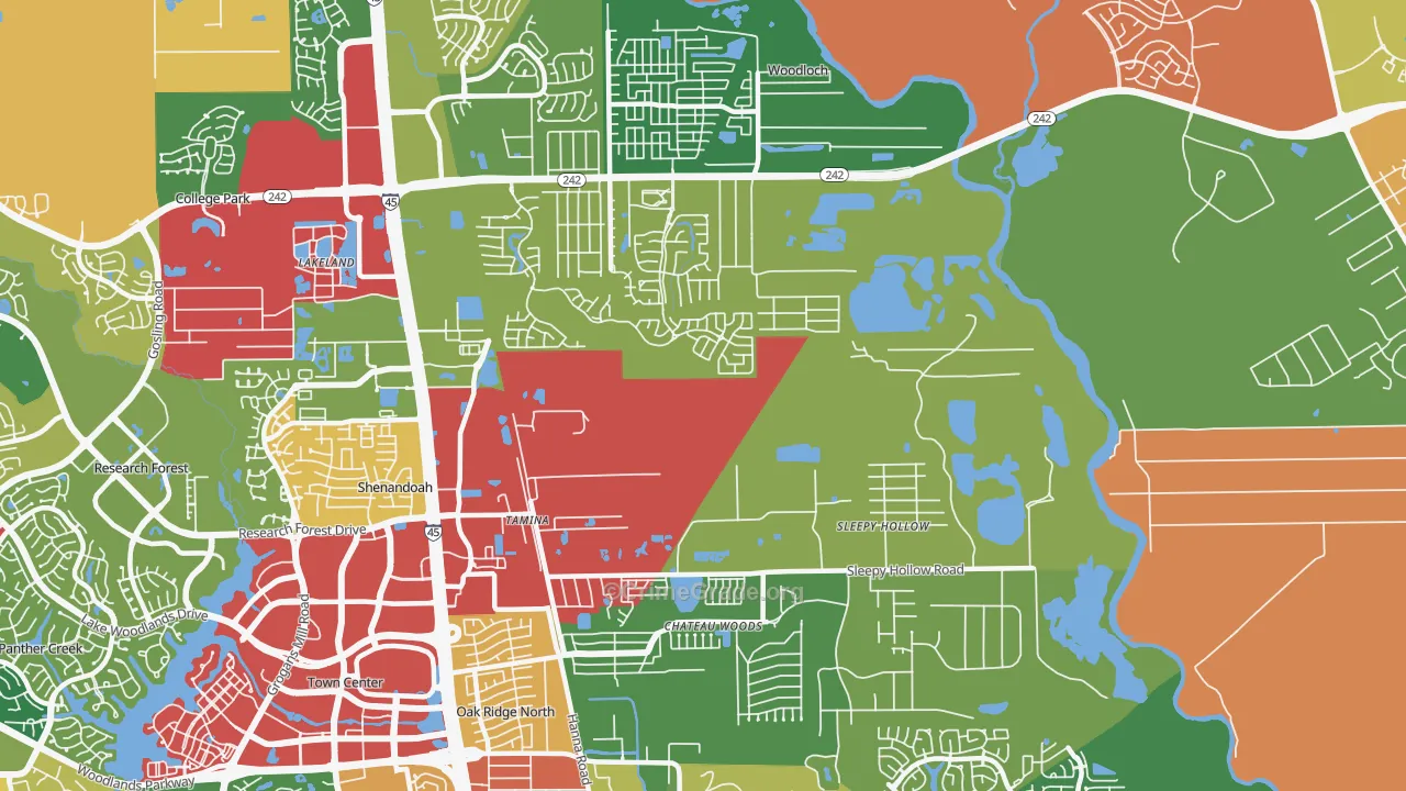 77385, TX Map of Theft Rates