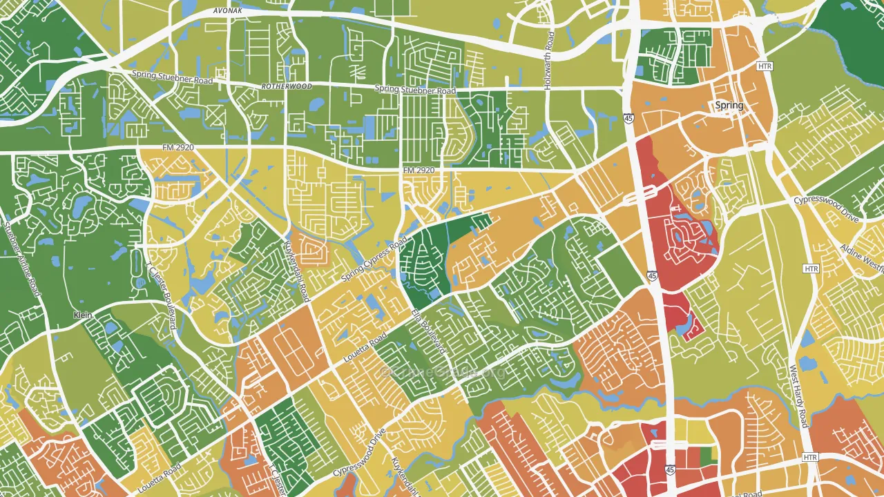 77388, TX Map of Theft Rates