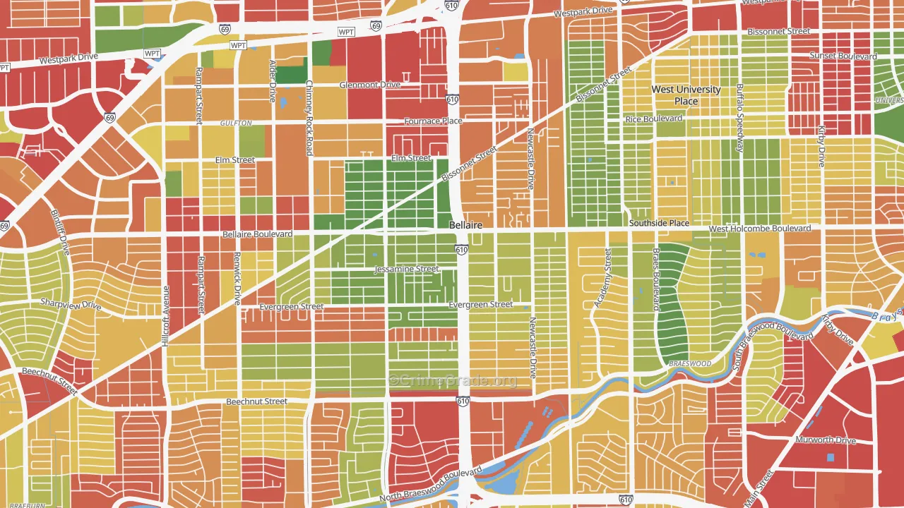 77401, TX Map of Theft Rates
