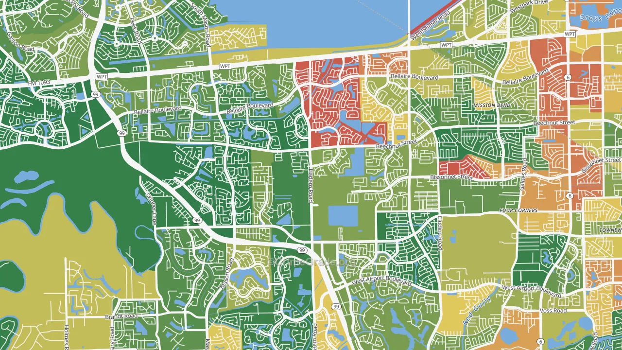 77407, TX Map of Theft Rates