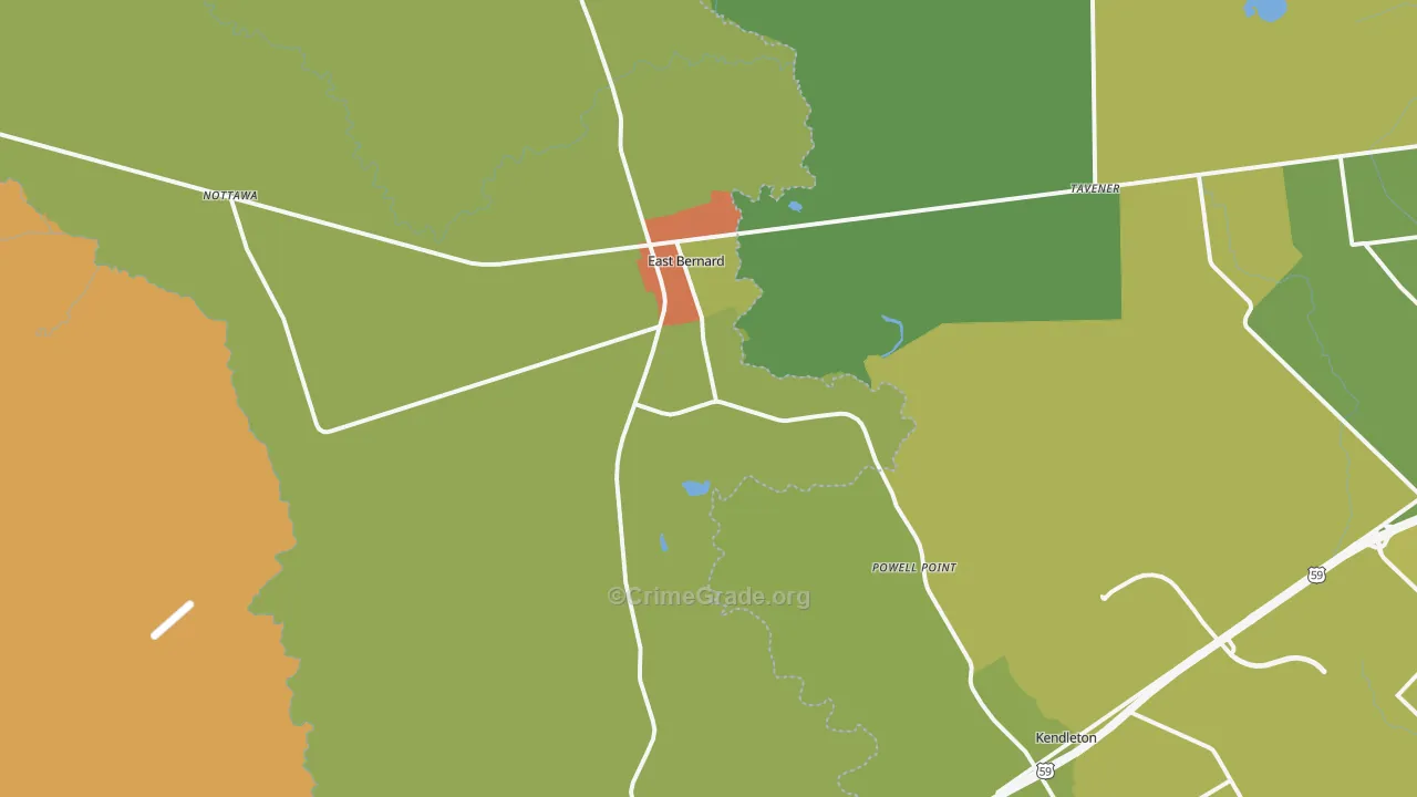 77435, TX Map of Theft Rates