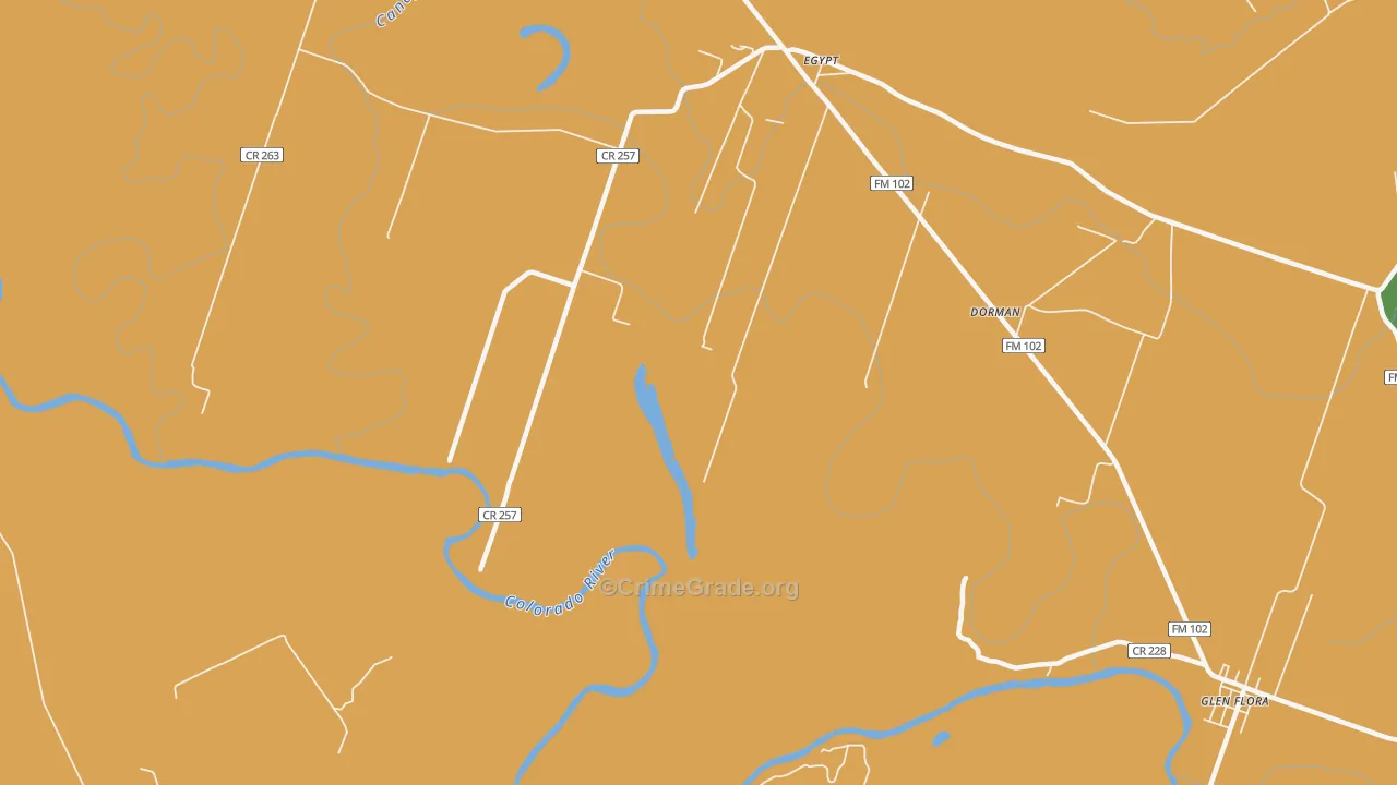 77436, TX Map of Theft Rates