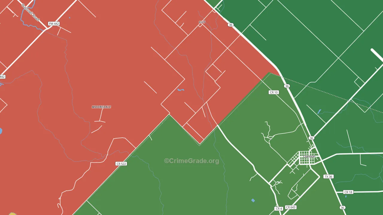 77444, TX Map of Theft Rates
