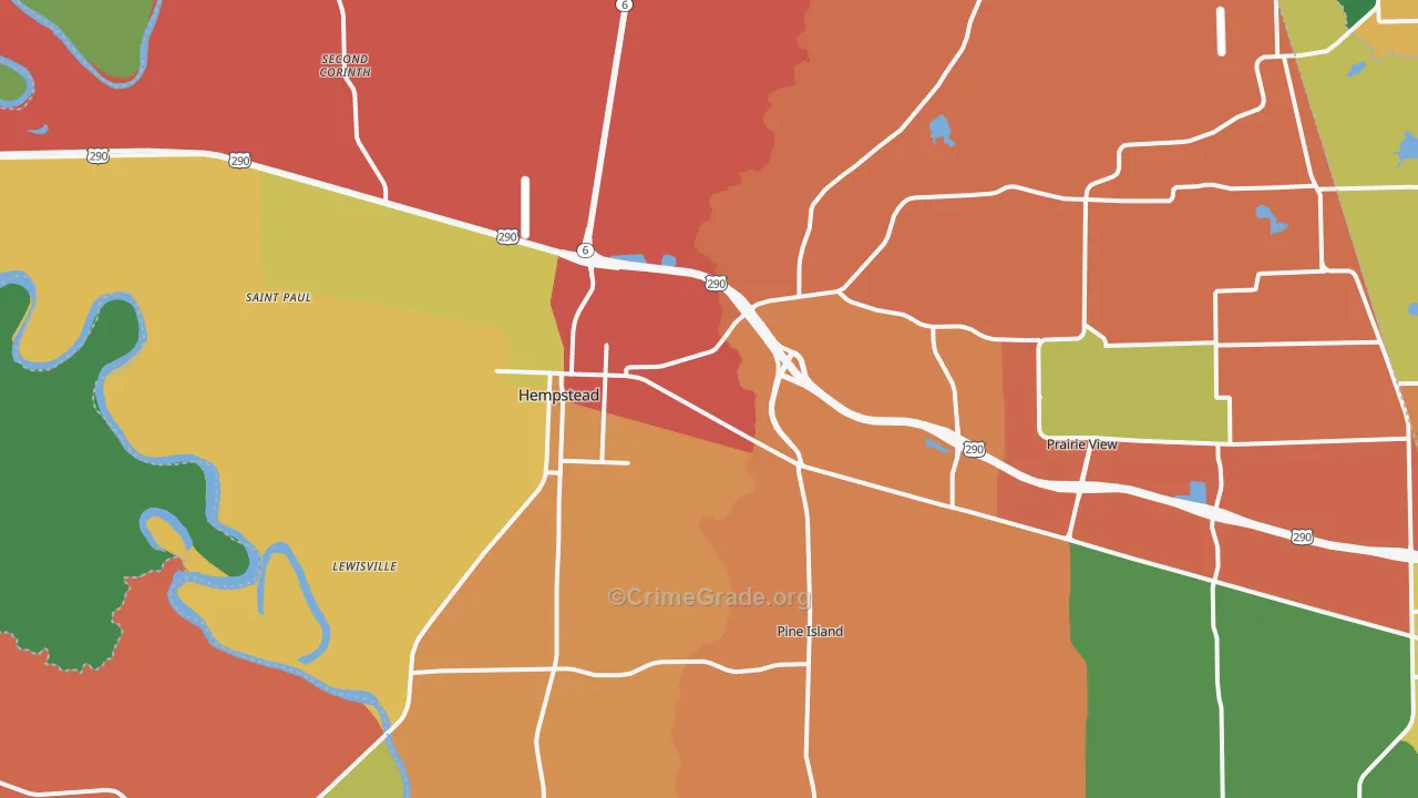 77445, TX Map of Theft Rates