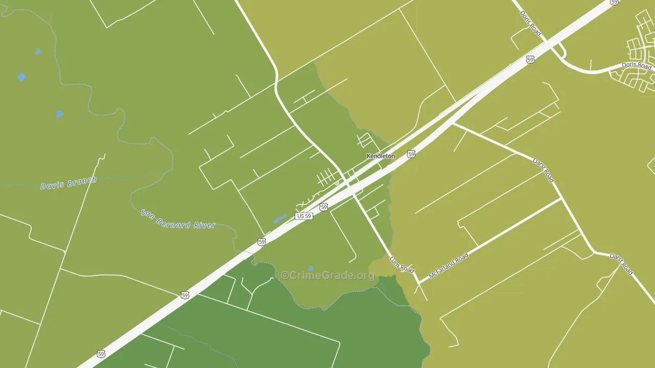 77451, TX Map of Theft Rates