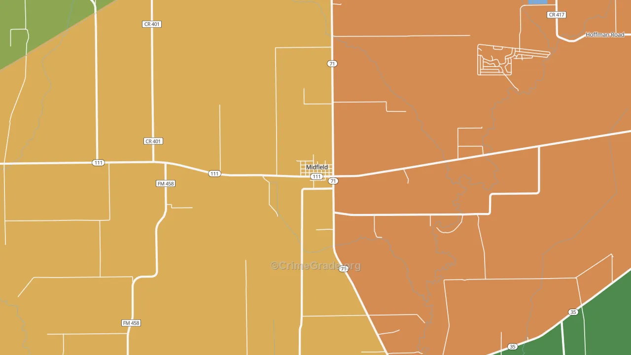 77458, TX Map of Theft Rates