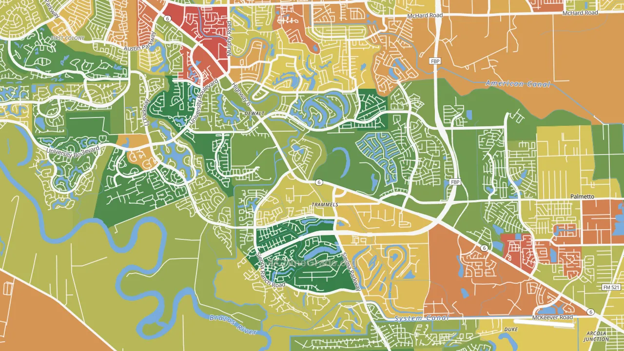 77459, TX Map of Theft Rates