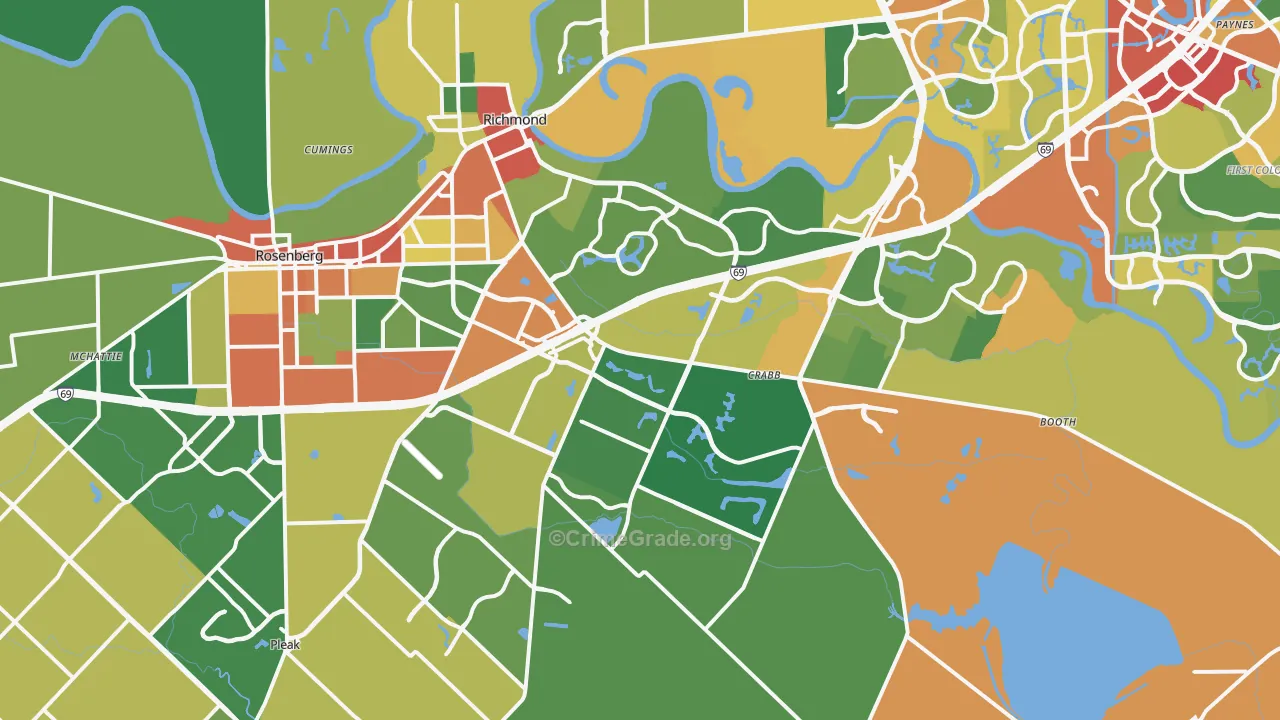 77469, TX Map of Theft Rates