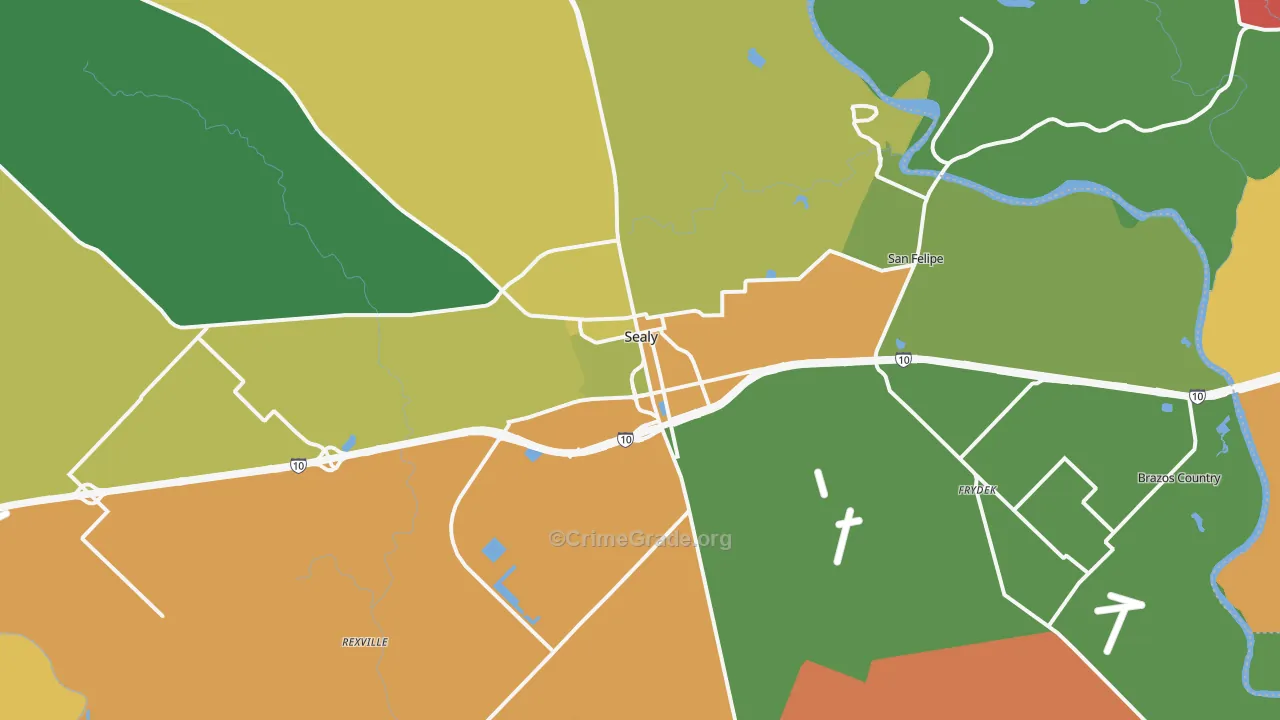 77474, TX Map of Theft Rates