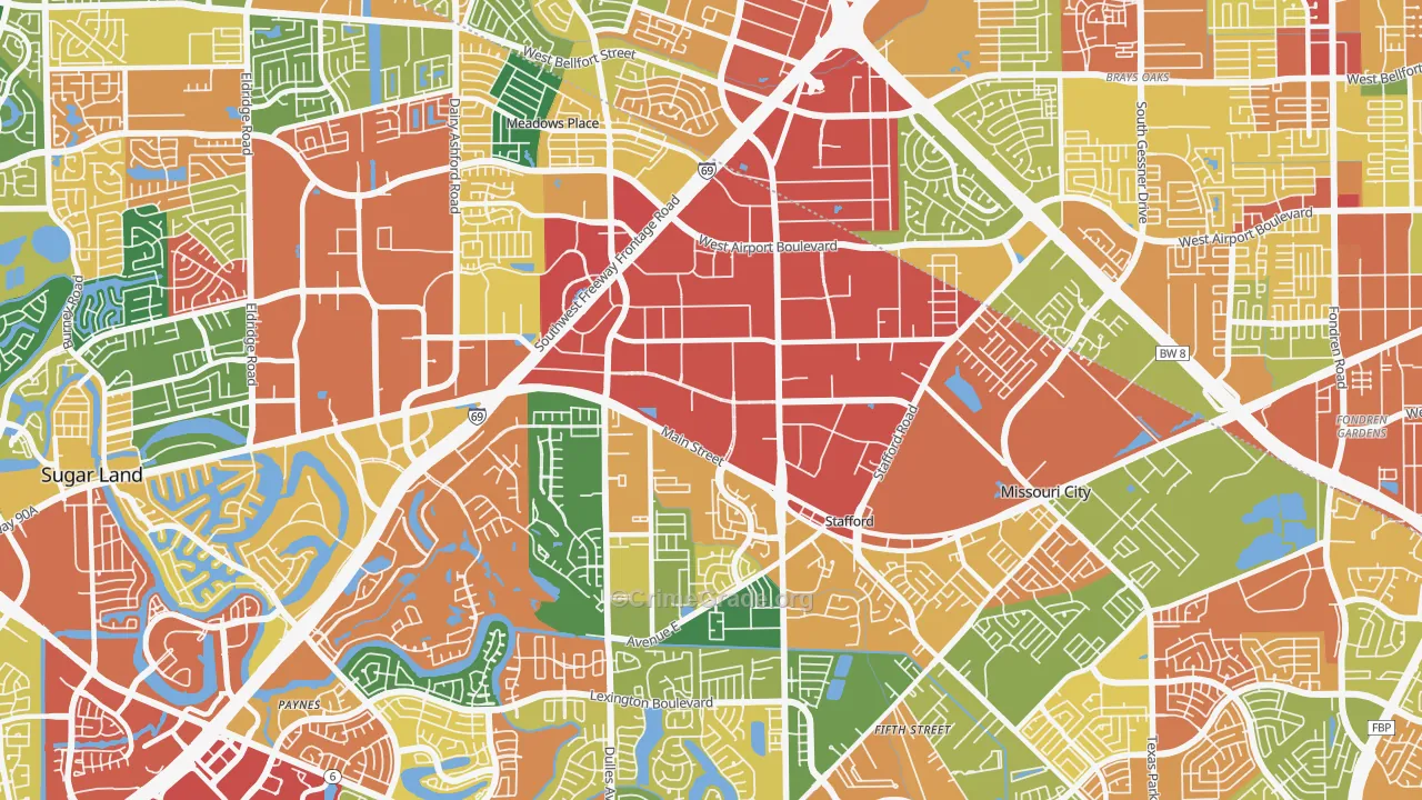 77477, TX Map of Theft Rates