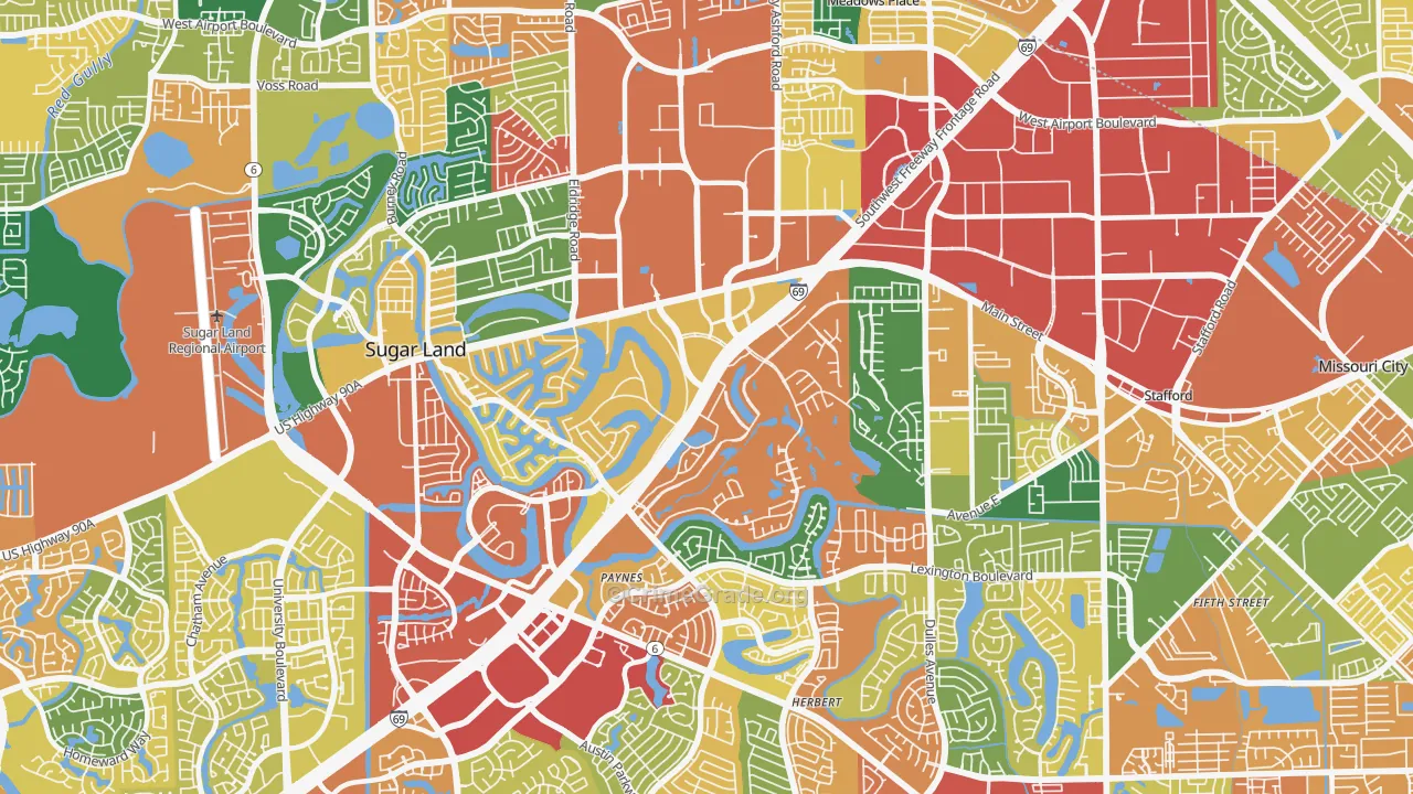 77478, TX Map of Theft Rates