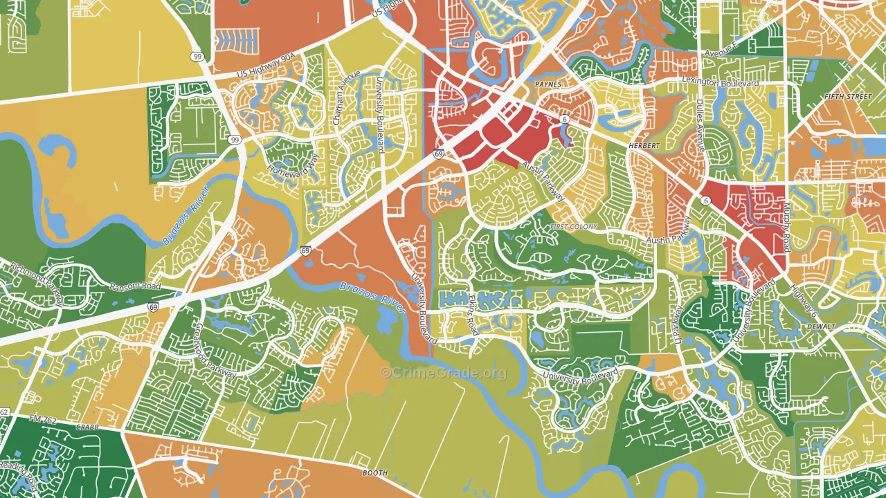 77479, TX Map of Theft Rates