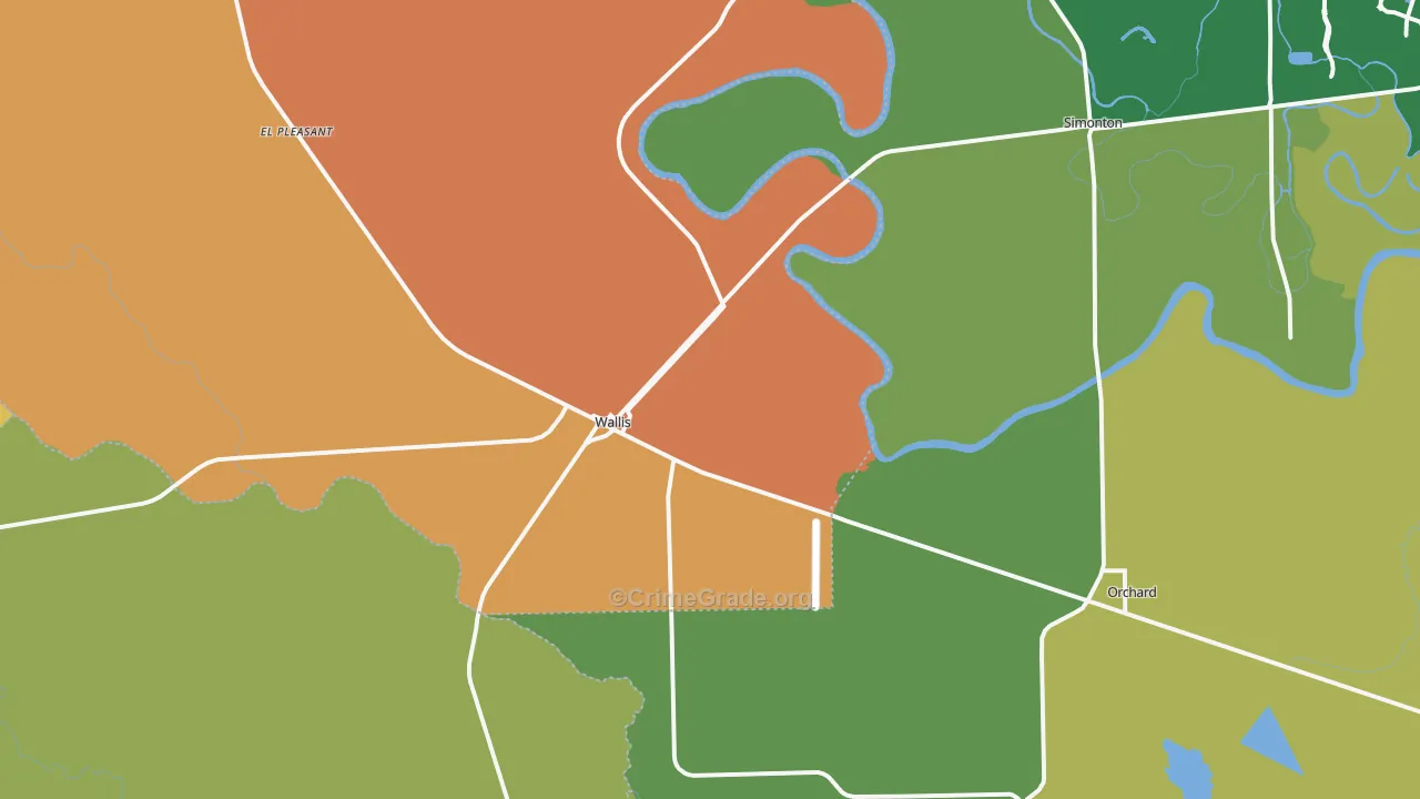 77485, TX Map of Theft Rates
