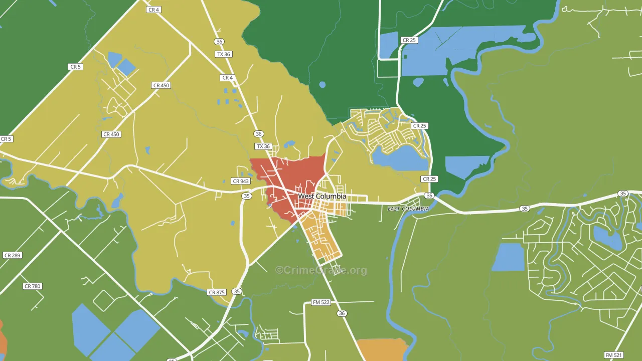 77486, TX Map of Theft Rates