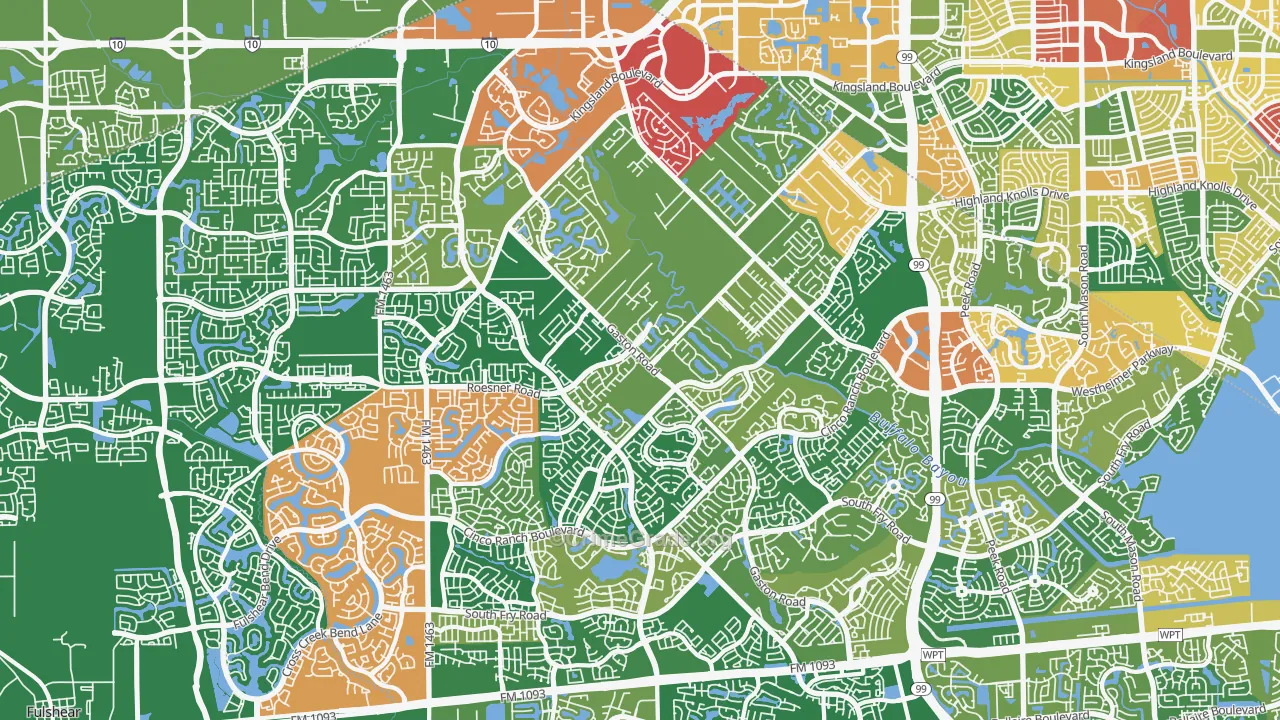 77494, TX Map of Theft Rates