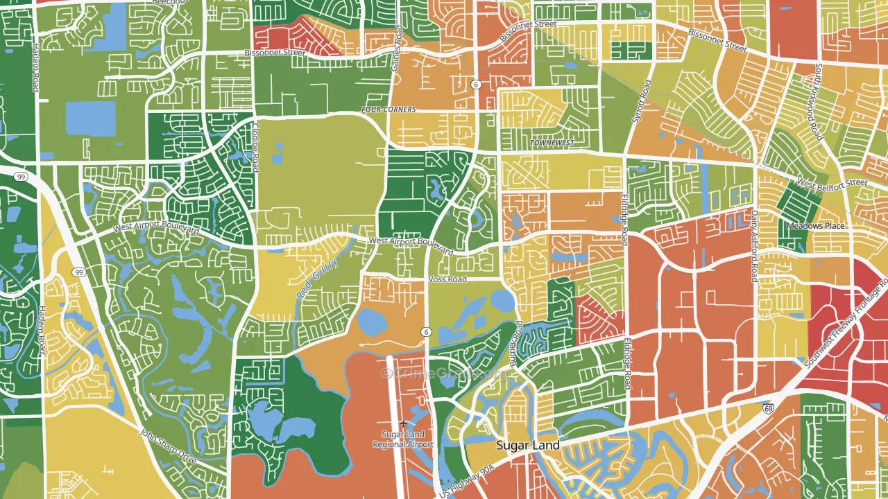 77498, TX Map of Theft Rates