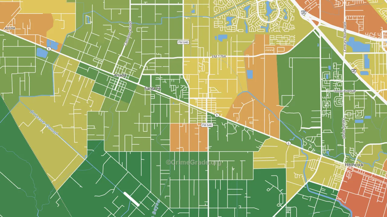 77510, TX Map of Theft Rates