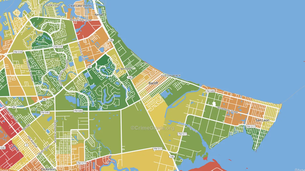 77518, TX Map of Theft Rates