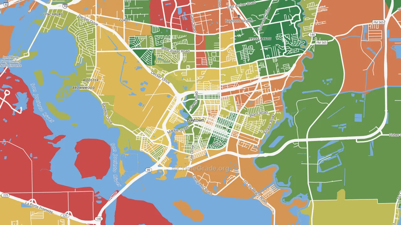 77520, TX Map of Theft Rates