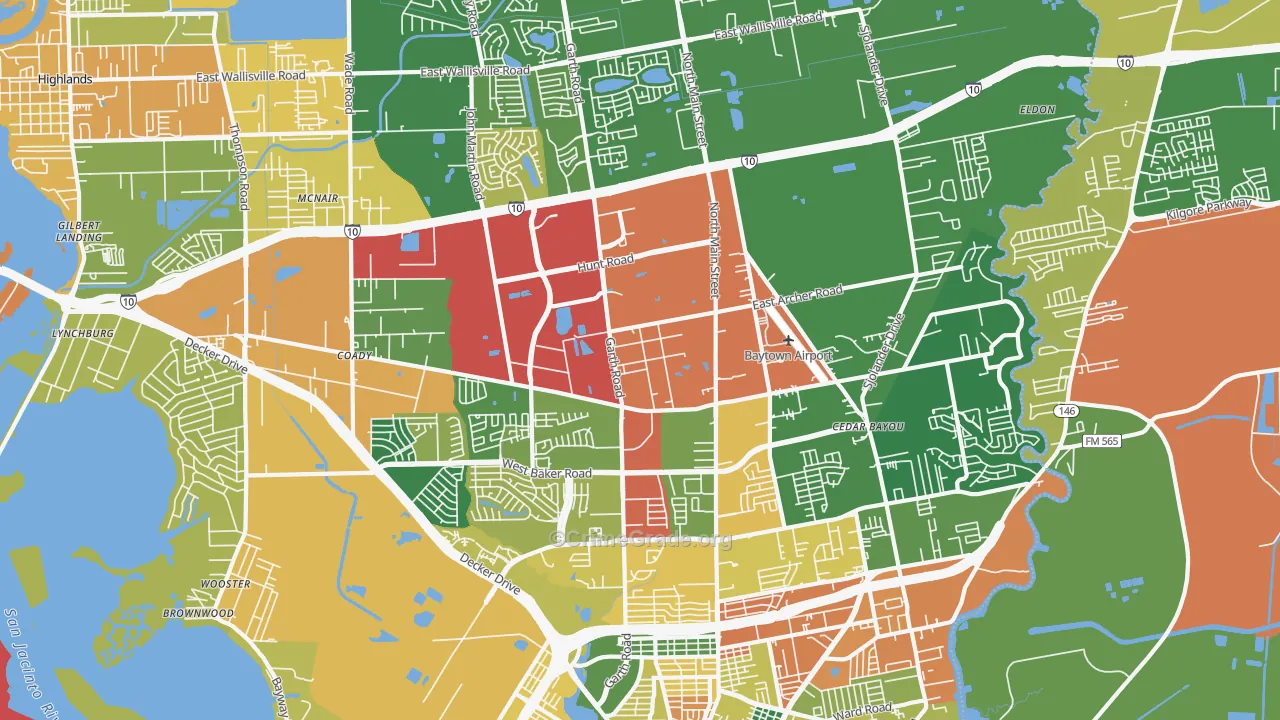 77521, TX Map of Theft Rates