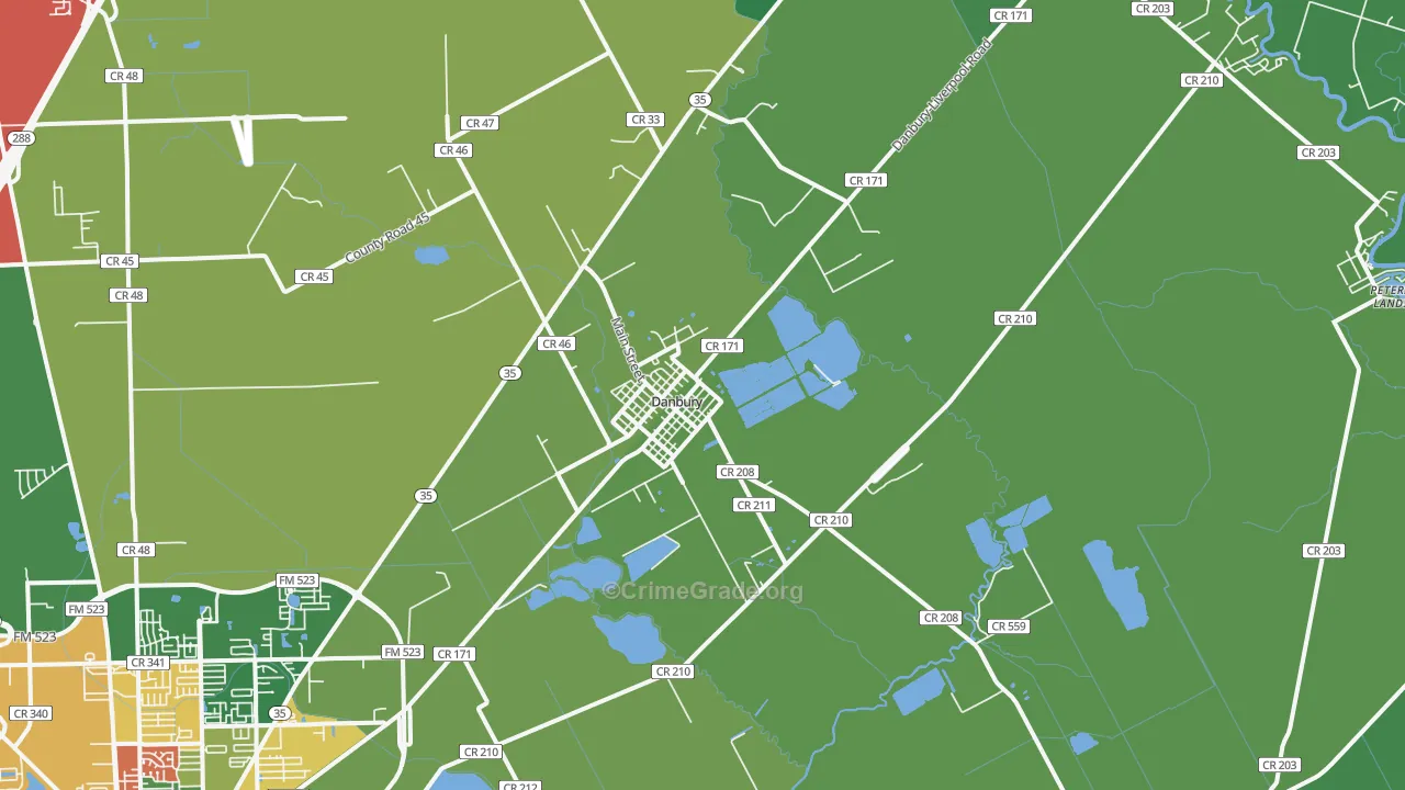 77534, TX Map of Theft Rates