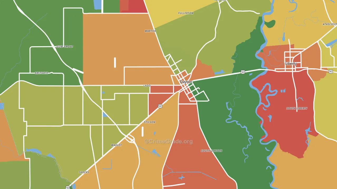 77535, TX Map of Theft Rates