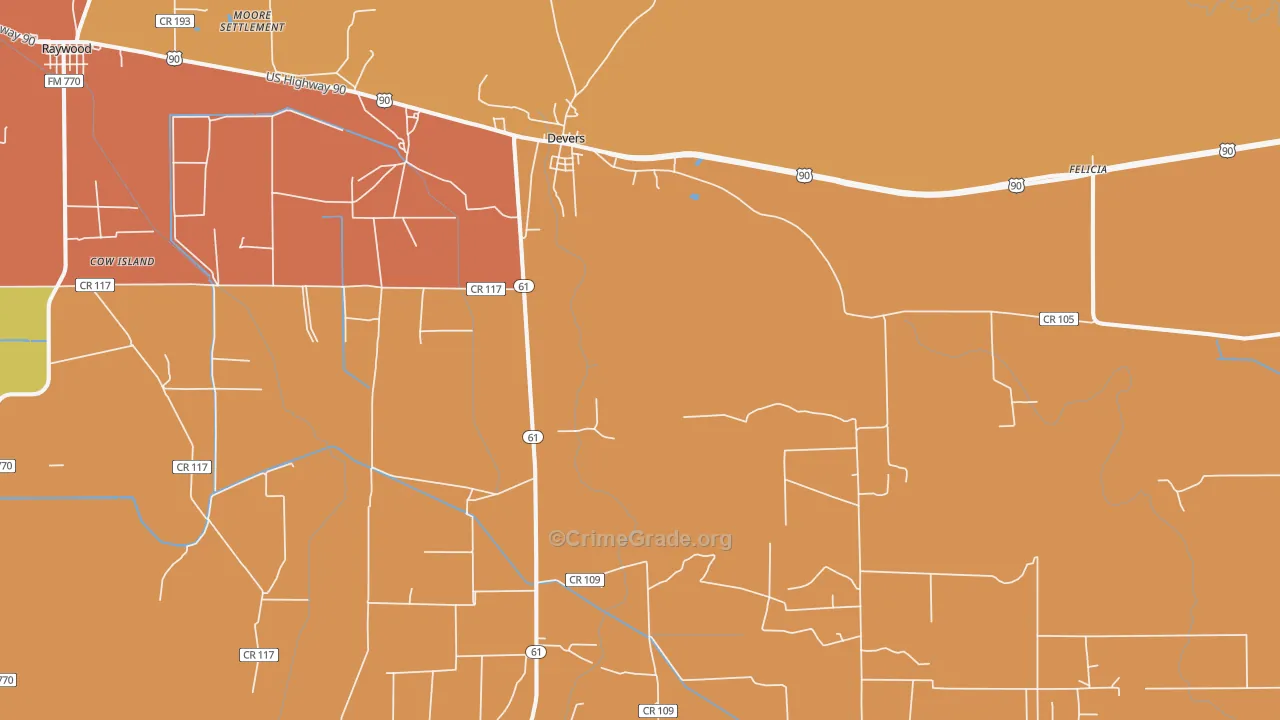 77538, TX Map of Theft Rates