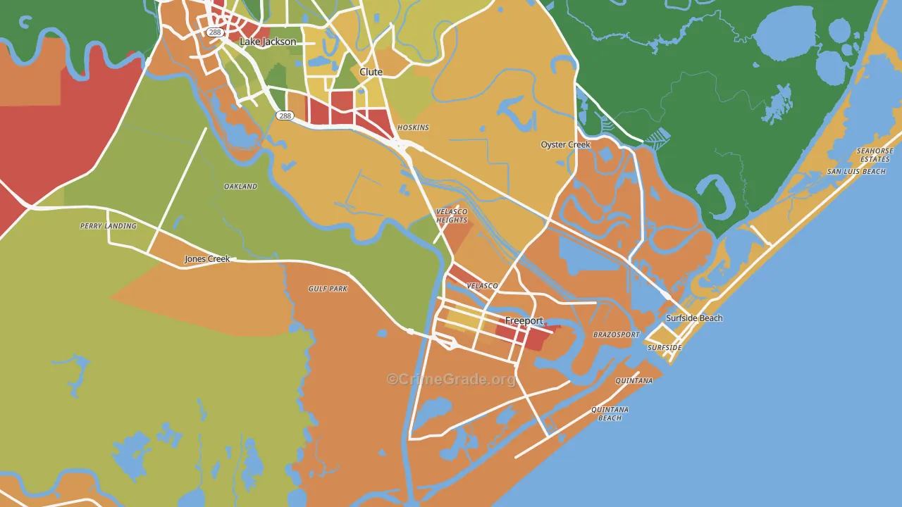 77541, TX Map of Theft Rates