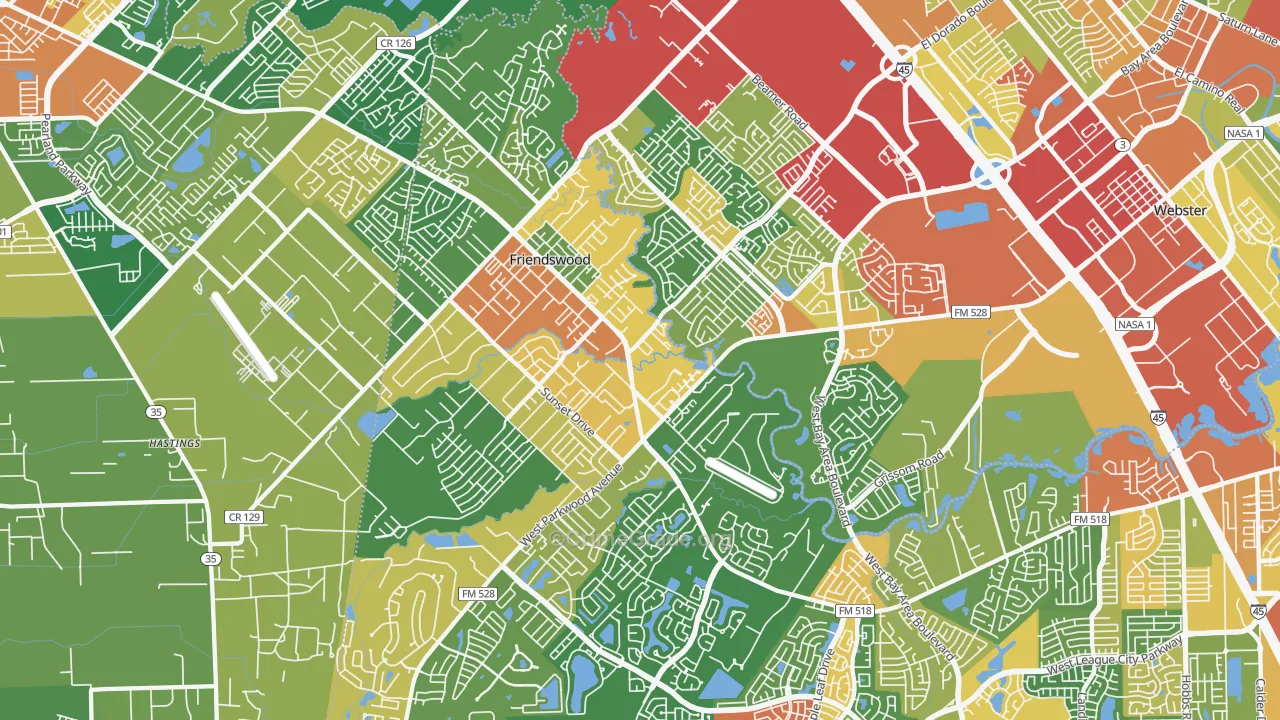 77546, TX Map of Theft Rates